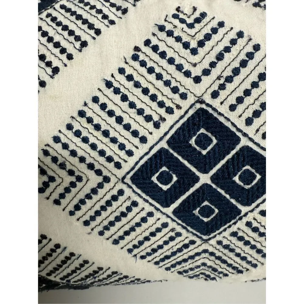 Celerie Kemble Linen Blend Blue Throw Pillow 22” X 12” Duck Feathers See Notes